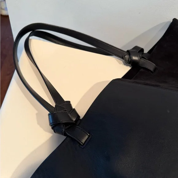 STAUD IDA Tote bag in calf leather and suede black medium large designer classic - Picture 11 of 15